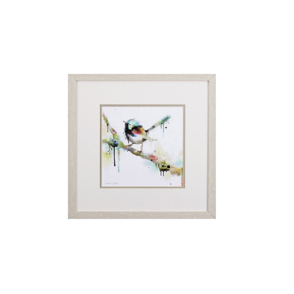 Set of Four Colorful Birds on Branches Wall Art