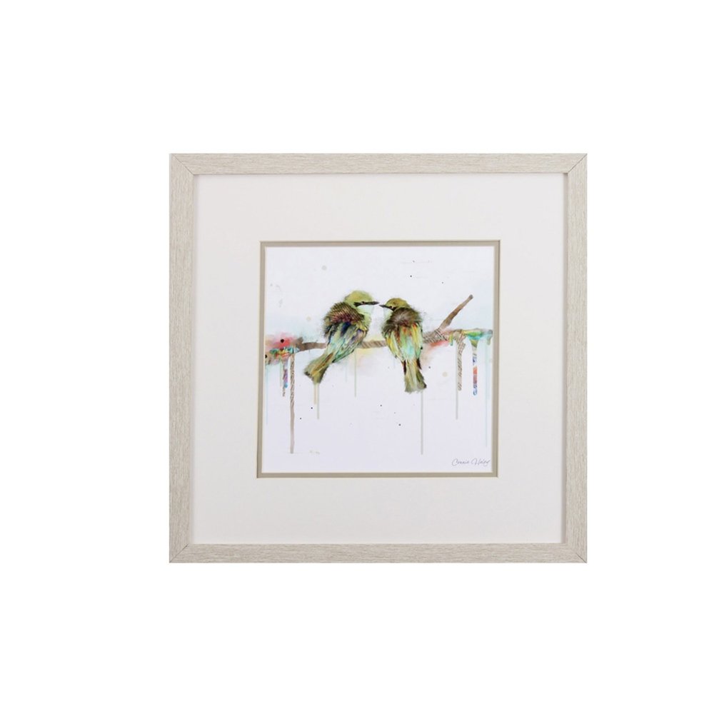 Set of Four Colorful Birds on Branches Wall Art