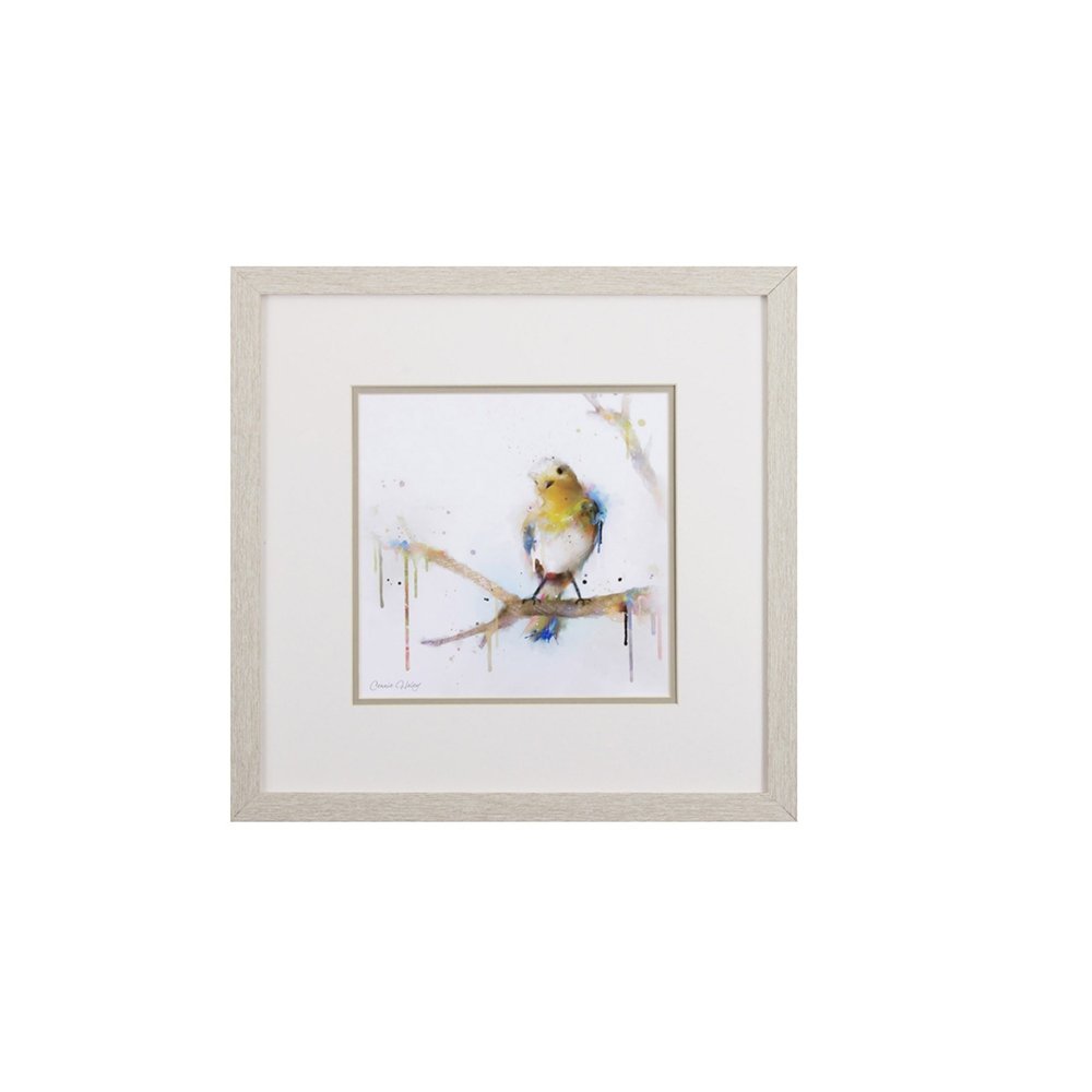 Set of Four Colorful Birds on Branches Wall Art
