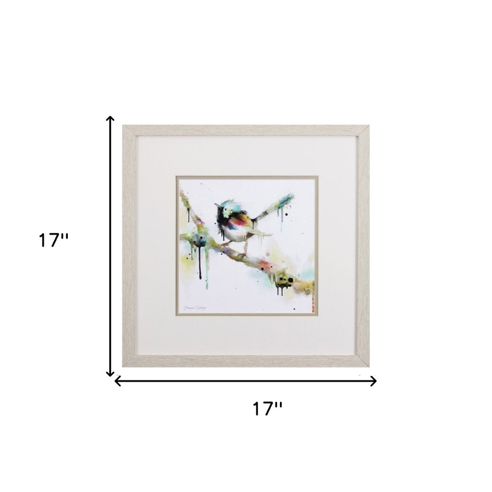 Set of Four Colorful Birds on Branches Wall Art