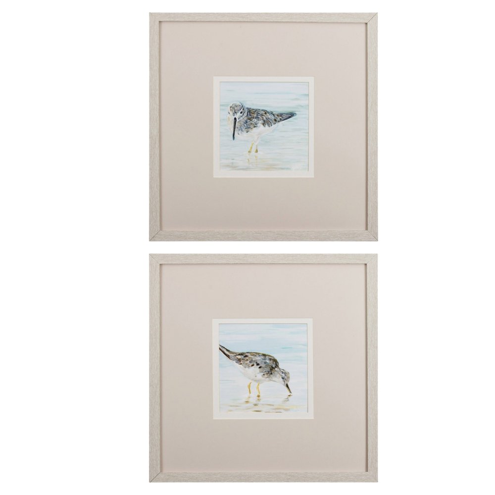 Set of Two Sandpipers Watercolor Wall Art