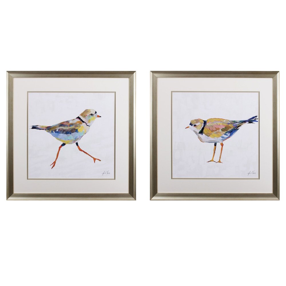 Set of Two Colorful Beach Birds Wall Art