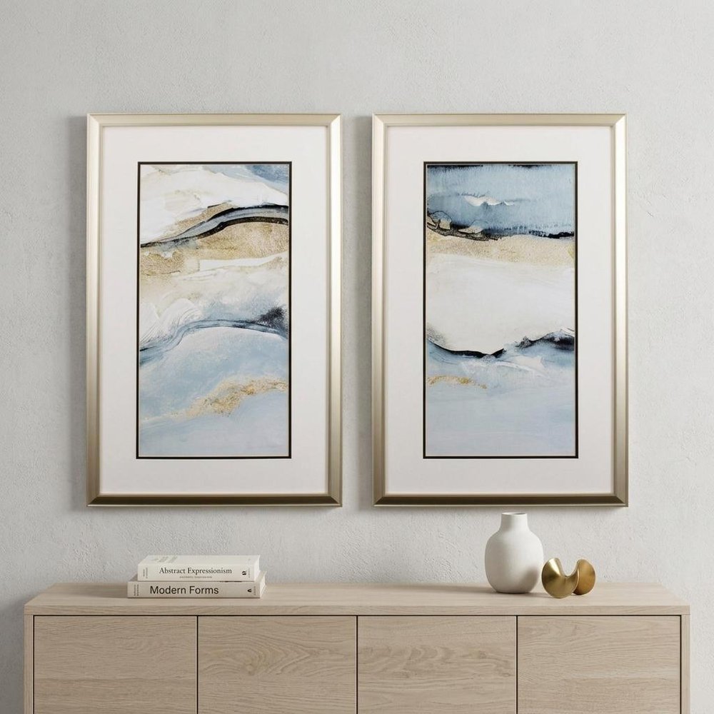 Set of Two Sandy Beach Abstract Wall Art