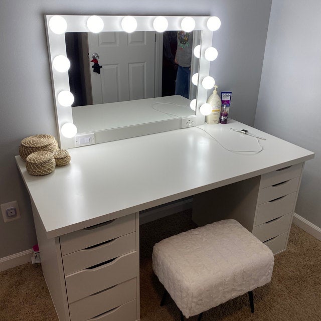 28" White Wood Framed Accent Mirror