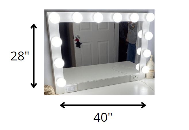 28" White Wood Framed Accent Mirror