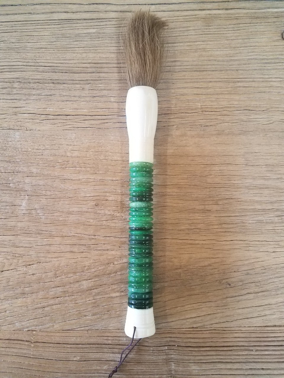 Light Green Jade Abacus Disc Decorative Calligraphy Brush