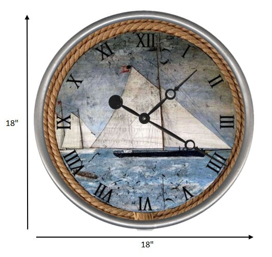 18" Vintage Nautical Sailboats Wall Clock