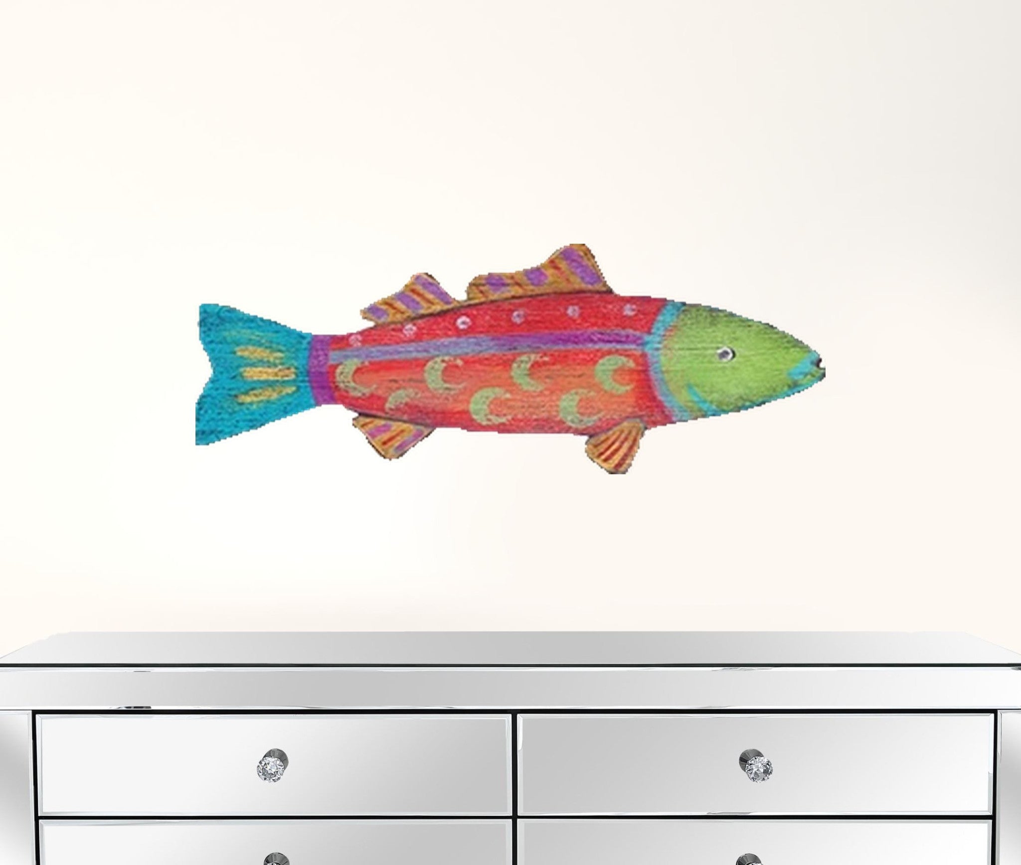Rustic Orange and Red Whimsy The Fish Wall Art