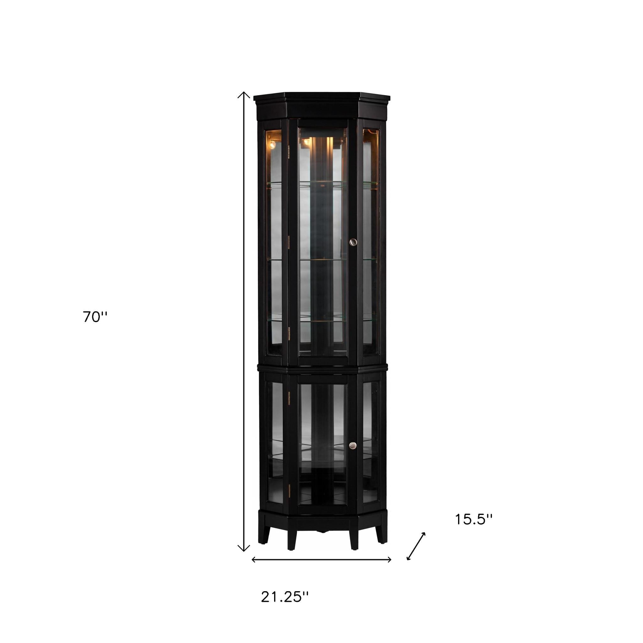 Elegant Black Lighted Curio Cabinet