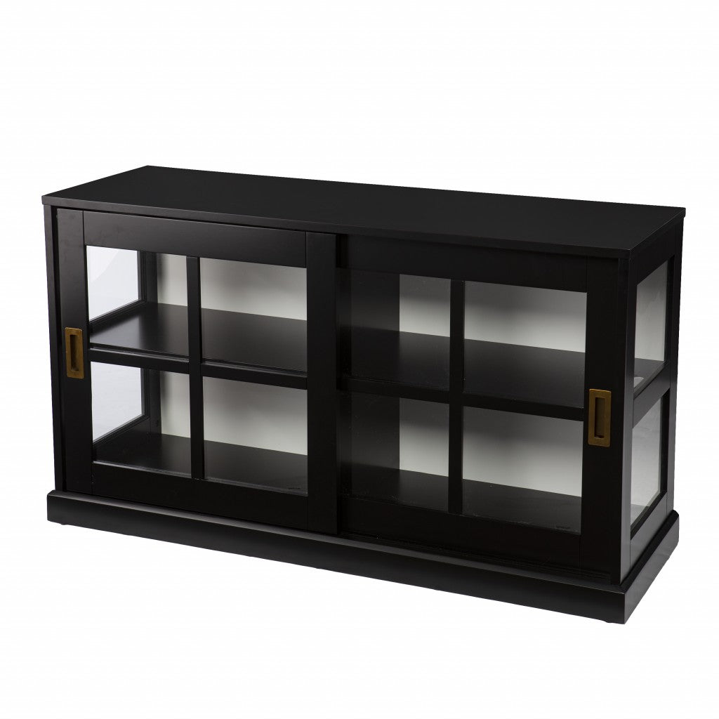 Dynasty Contemporary Black and White Low Curio Cabinet