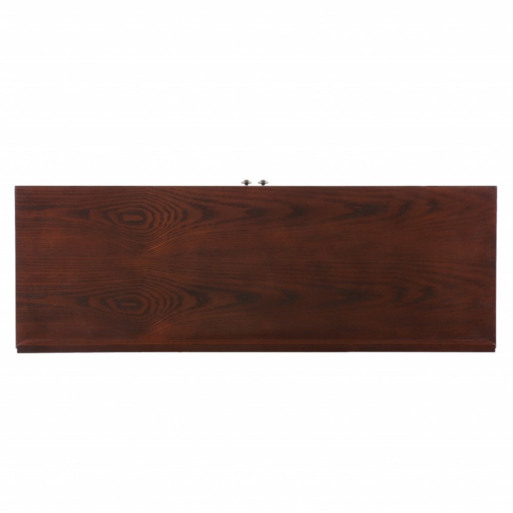 44" Brown Wood With Glass Sideboard with Two Doors