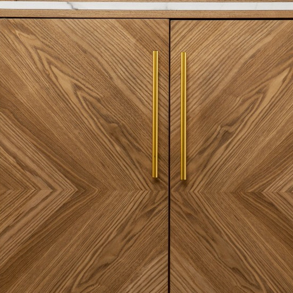 Retro Gold Natural and Faux Marble Wine Cabinet