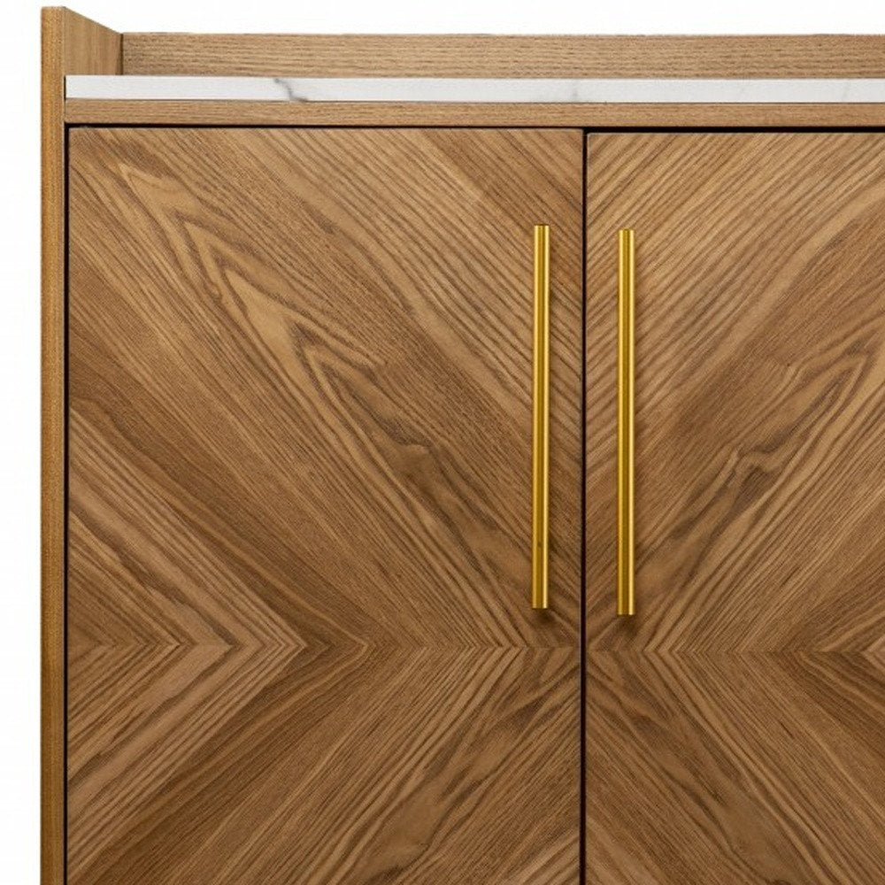 Retro Gold Natural and Faux Marble Wine Cabinet