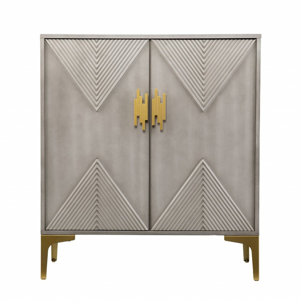 32" Gray Solid Wood Sideboard with Two Doors