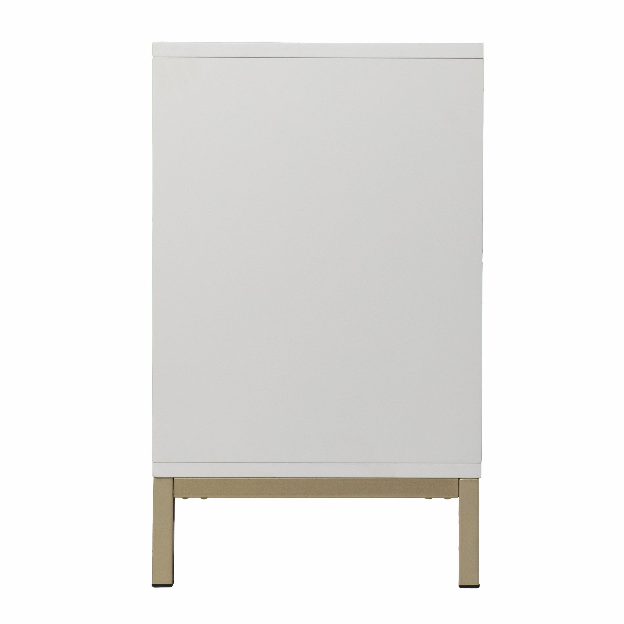 40" White Carved Geometric Sideboard with Two Doors