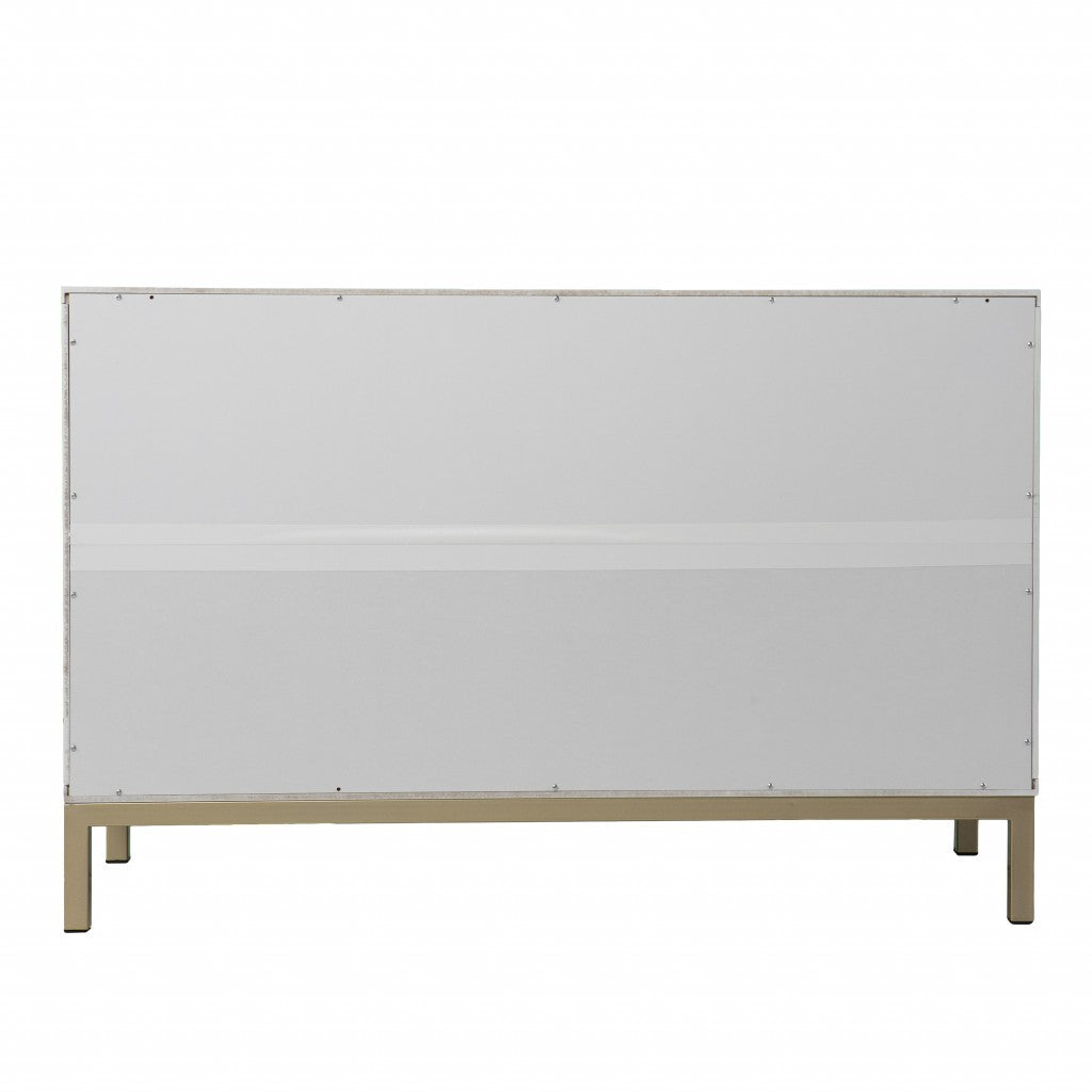 40" White Carved Geometric Sideboard with Two Doors