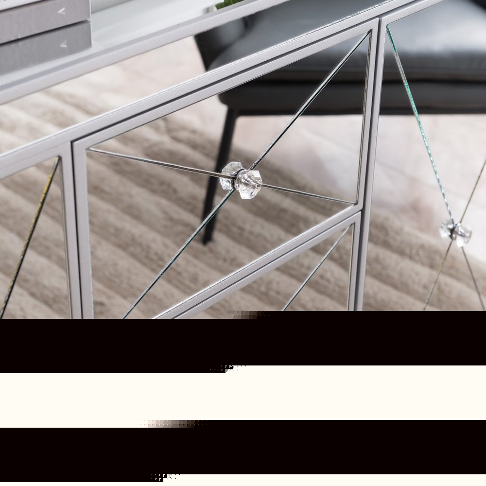 50" Silver Wood and Glass Three Drawer Credenza with Two Doors