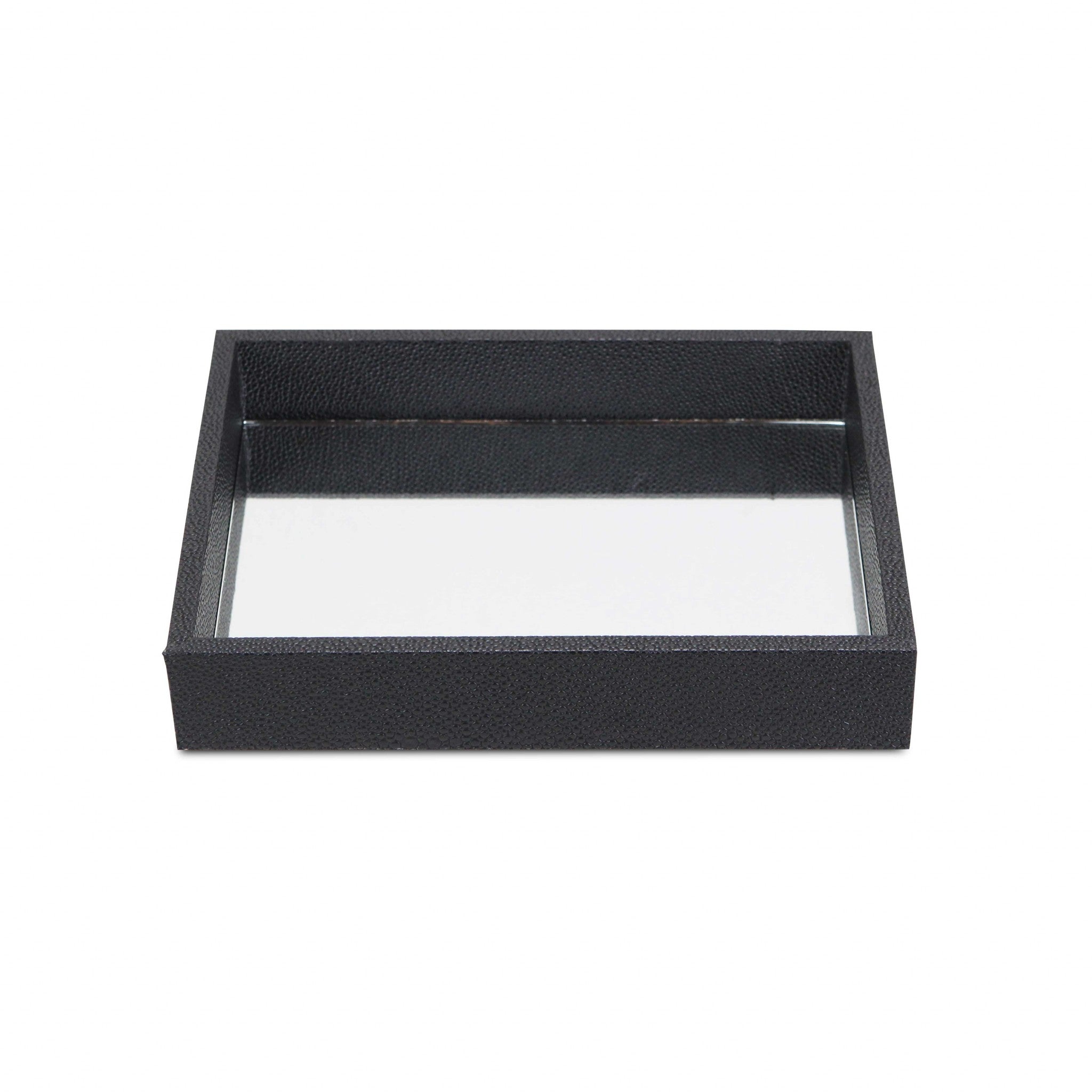 Black Shagreen Mirrored Tray