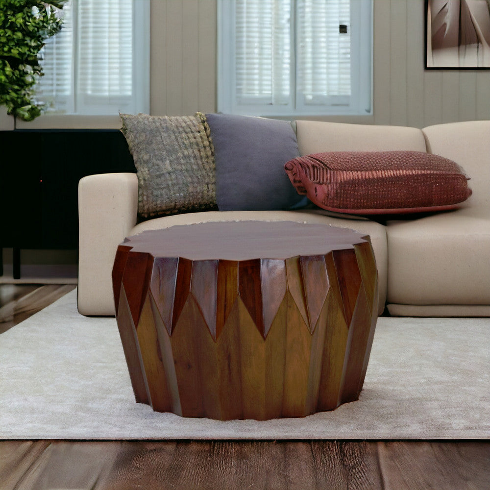 29" Brown Solid Wood Octagon Coffee Table