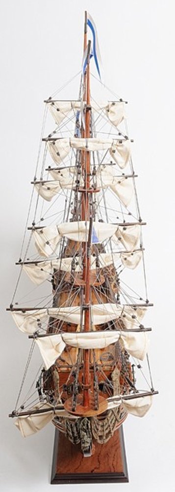27" Brown Solid Wood Hand Painted Boat Model Boat