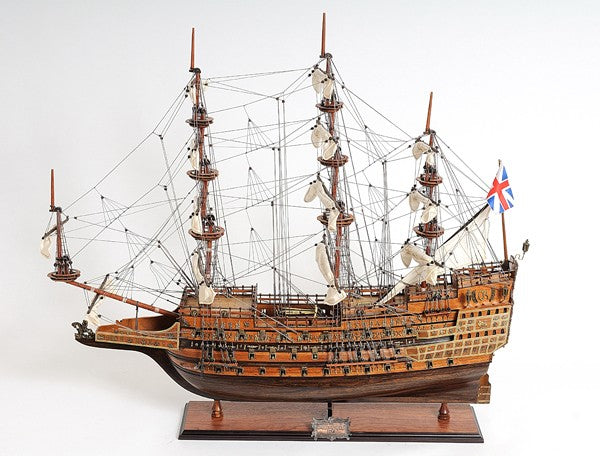 33" Wood Brown Sovereign of the Seas Hand Painted Boat Sculpture