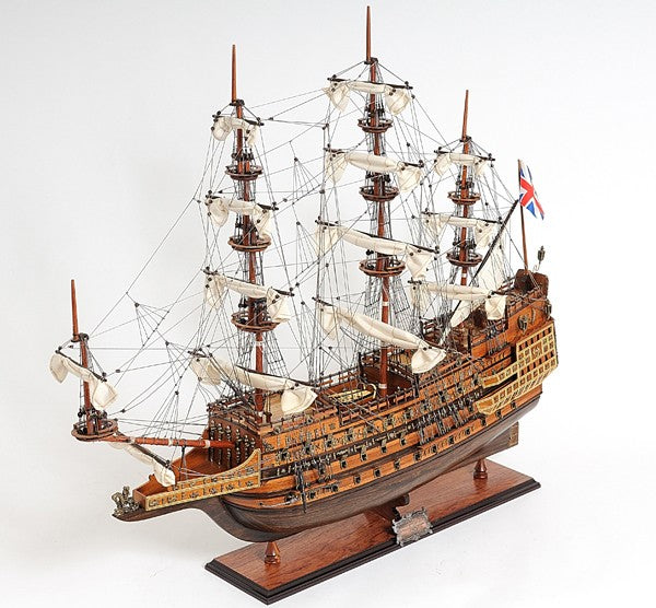 33" Wood Brown Sovereign of the Seas Hand Painted Boat Sculpture