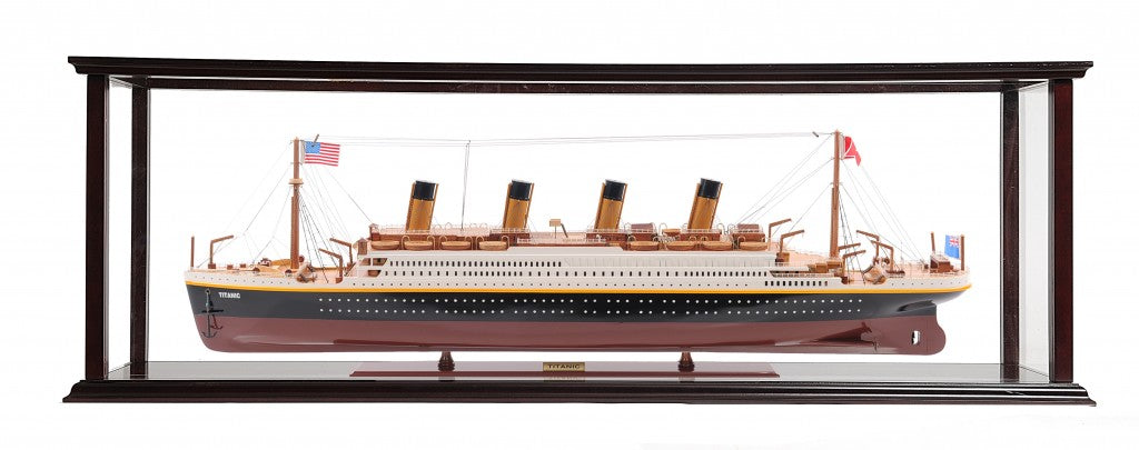 15" Black and Red Solid Wood Hand Painted 1912 RMS Titanic Large Display Case Model Boat