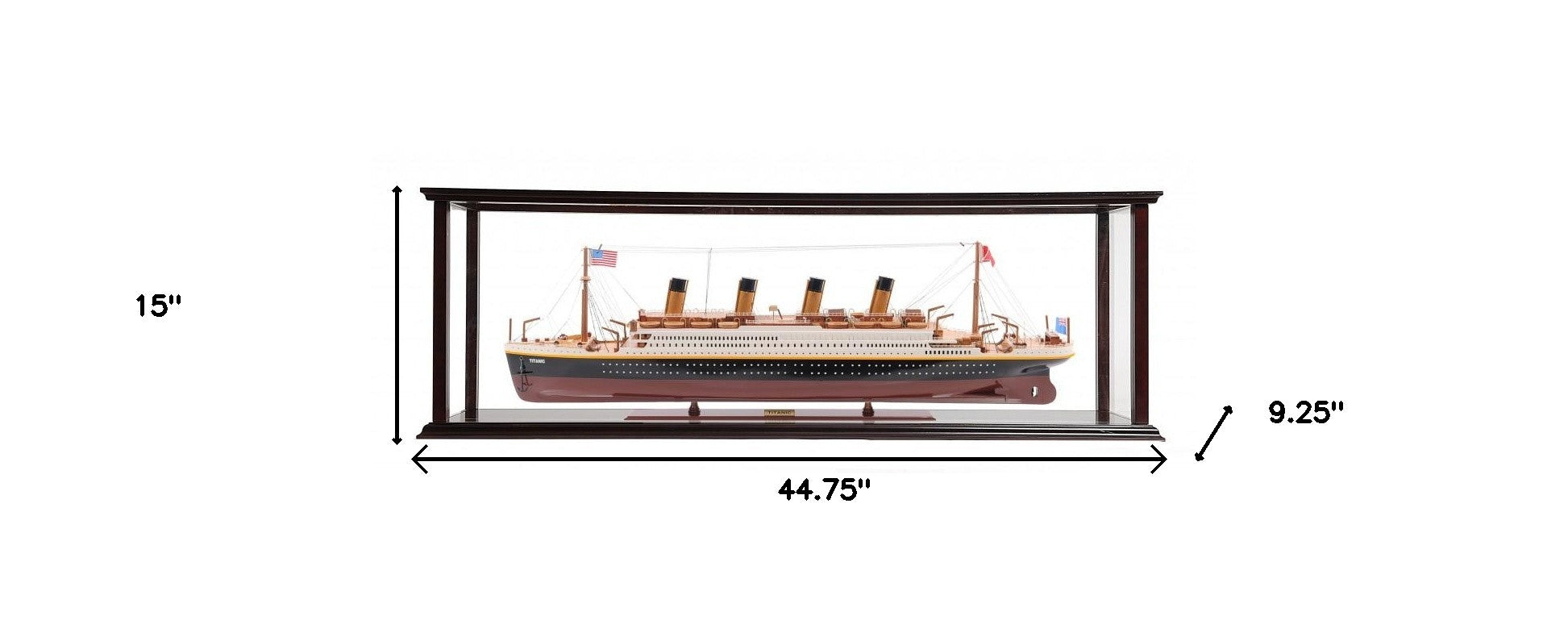 15" Black and Red 1912 RMS Titanic Large Display Case Boat Hand Painted Decorative Boat