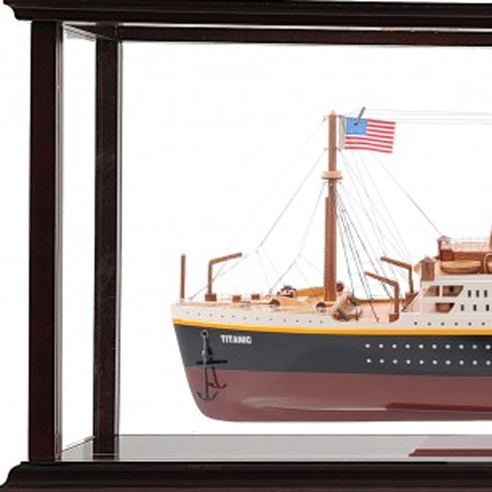 15" Black and Red 1912 RMS Titanic Large Display Case Boat Hand Painted Decorative Boat