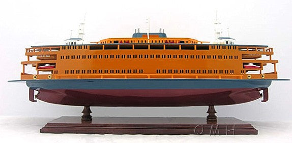 11" Maroon Staten Island Ferry Boat Hand Painted Decorative Boat