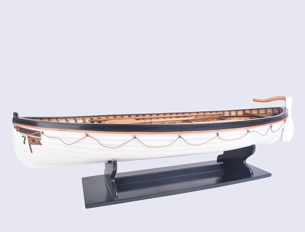 6" Brown and White Solid Wood Hand Painted RMS Titanic Lifeboat No.7 Model Boat