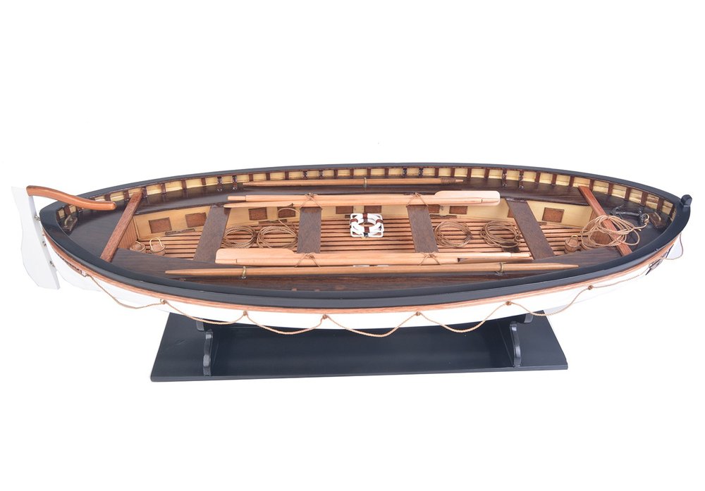 6" Brown and White Solid Wood Hand Painted RMS Titanic Lifeboat No.7 Model Boat