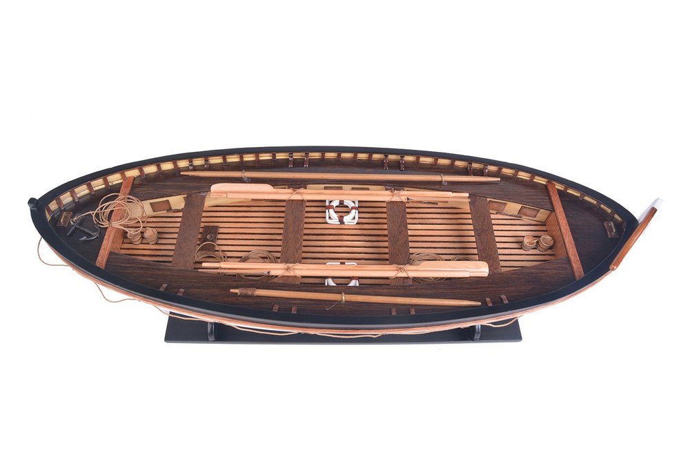 6" Brown and White Solid Wood Hand Painted RMS Titanic Lifeboat No.7 Model Boat