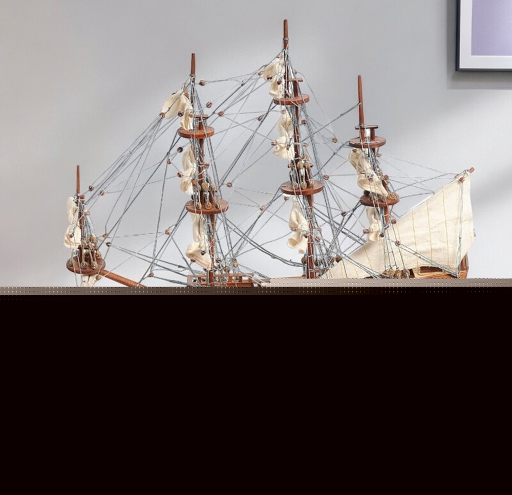 18" Wood Brown Solid Wood Hand Painted San Felipe 1690 Small Model Boat