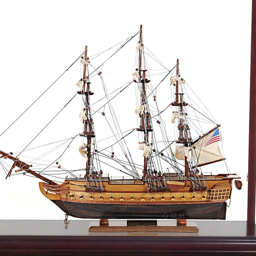 50" Wood Brown 1797 USS Constitution Hand Painted Boat with Case