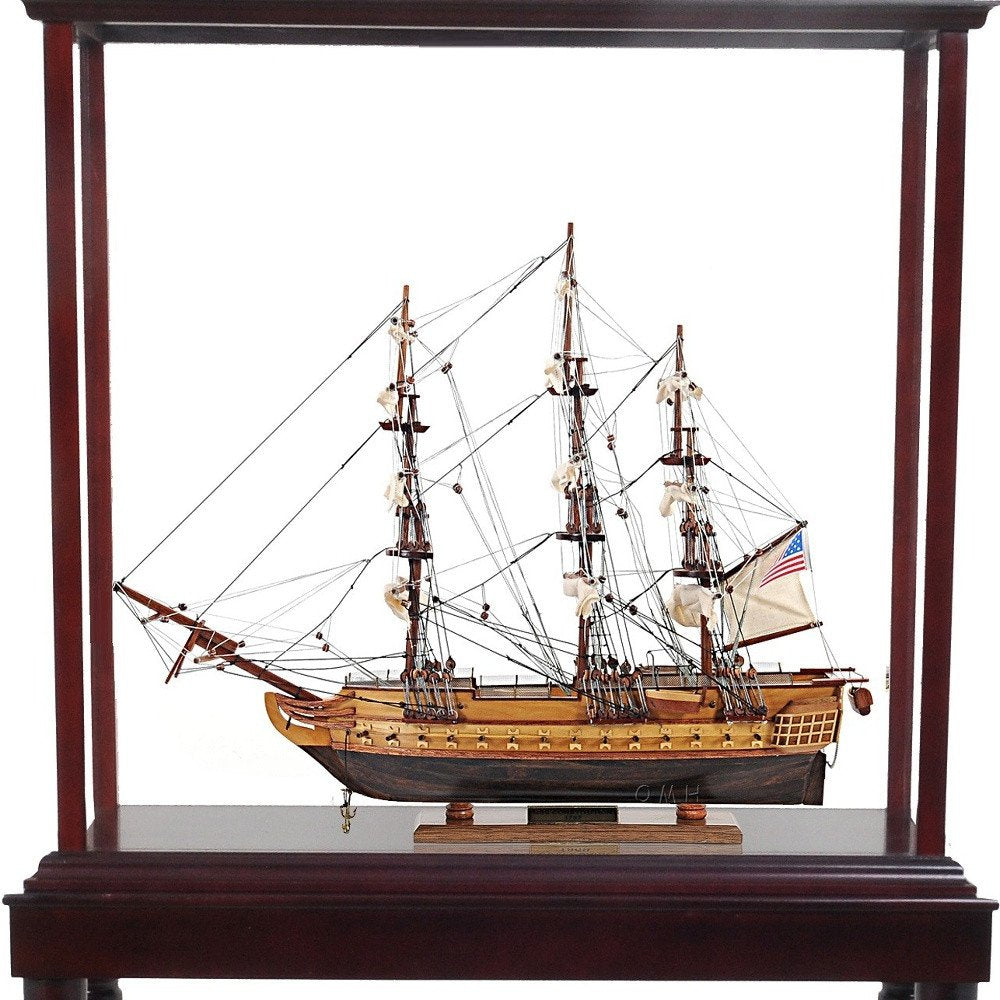 50" Brown Solid Wood Hand Painted Boat Model Boat