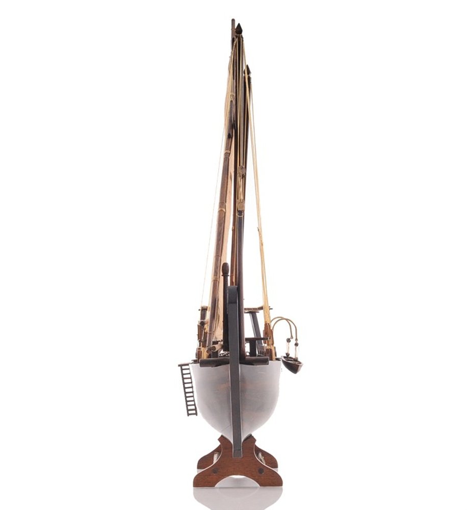 27" Wood Brown Solid Wood Hand Painted Dhow Medium Model Boat