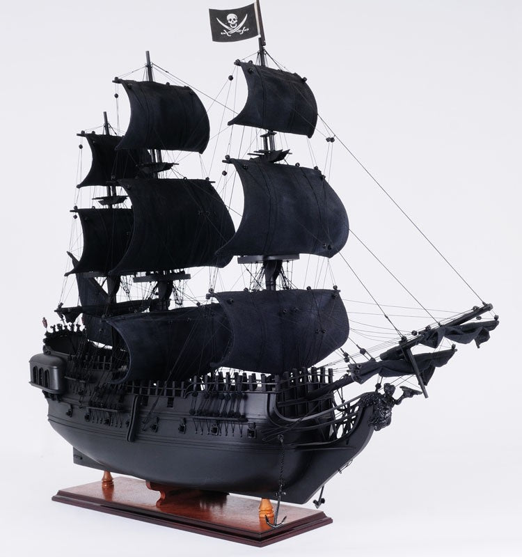 29" Black Black Pearl Pirate Boat Hand Painted Decorative Boat