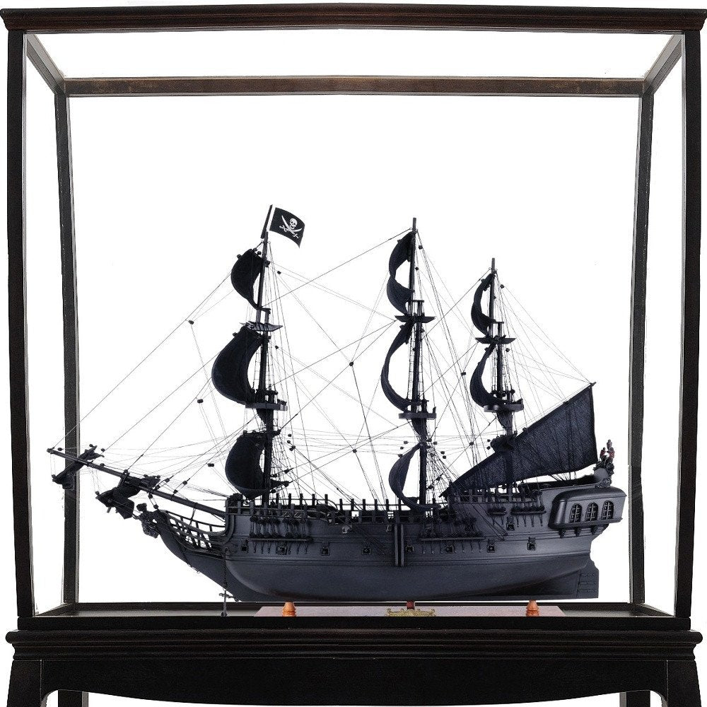 69" Black Solid Wood Hand Painted Black Pearl Pirate Floor Display Model Boat