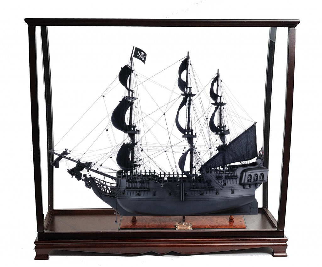 32" Black Black Pearl Pirate Medium Display Case Boat Hand Painted Decorative Boat