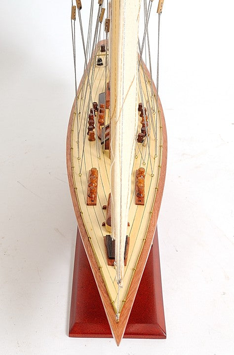 31" Wood Brown Endeavour Yacht Hand Painted Sculpture