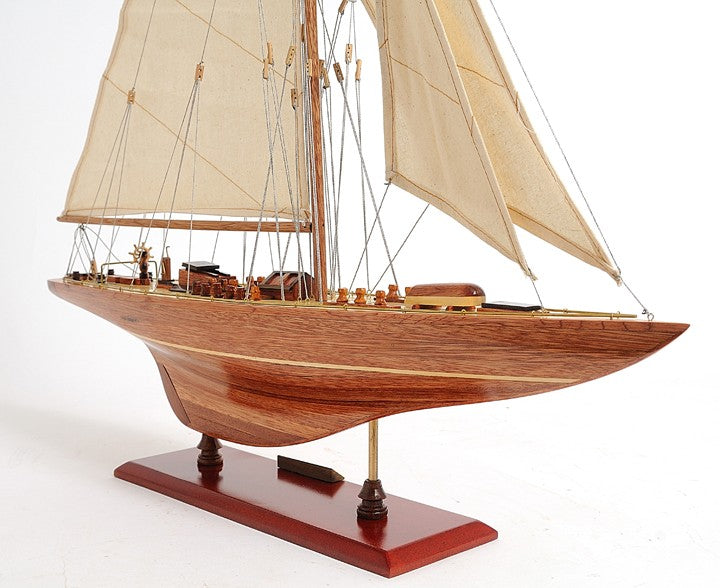 31" Wood Brown Endeavour Yacht Hand Painted Sculpture