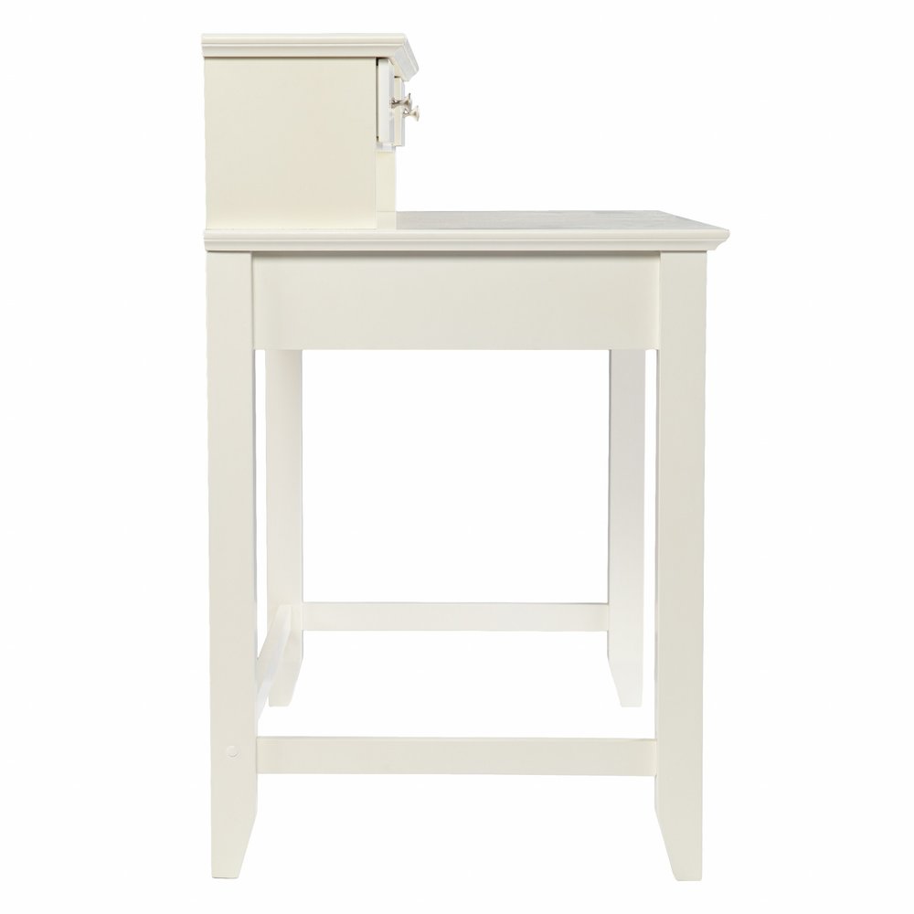 42" White Wood Trestle Secretary Desk With Four Drawers