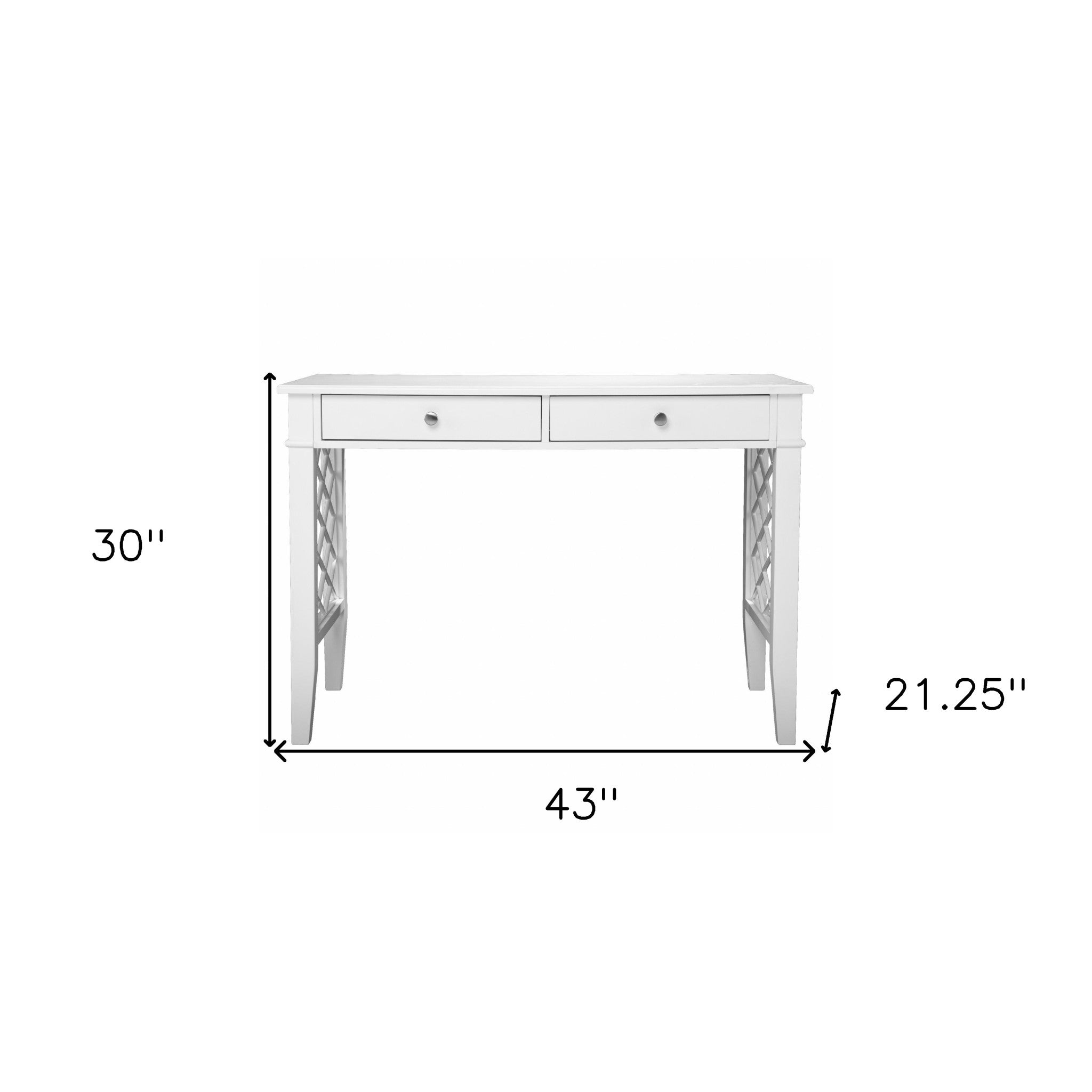 43" White Writing Desk With Two Drawers