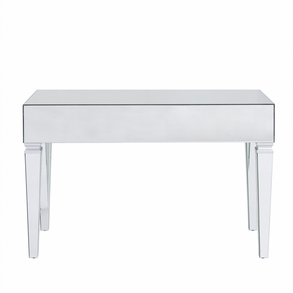 47" Silver Mirrored Writing Desk With Three Drawers
