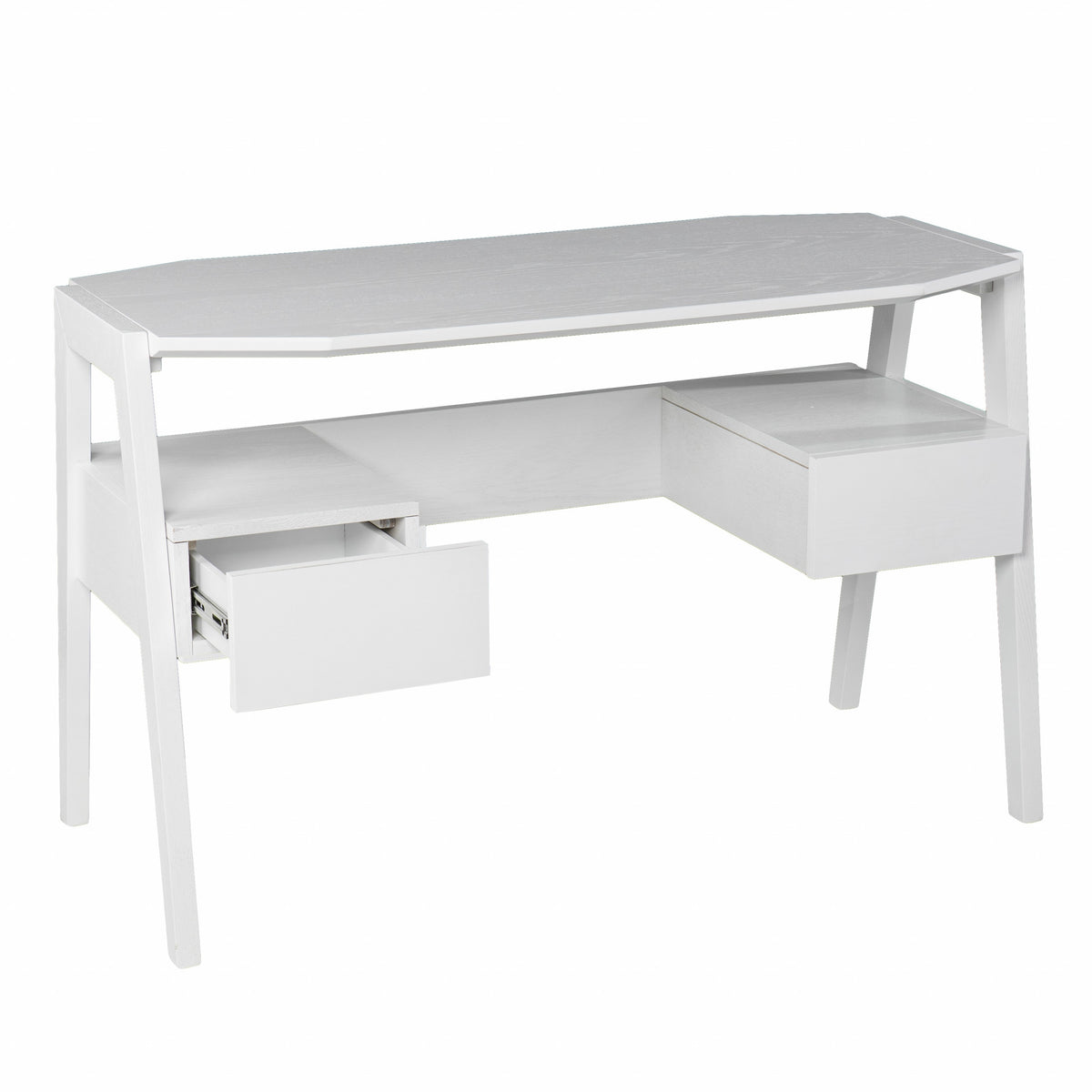 48" White Wood With Two Drawers