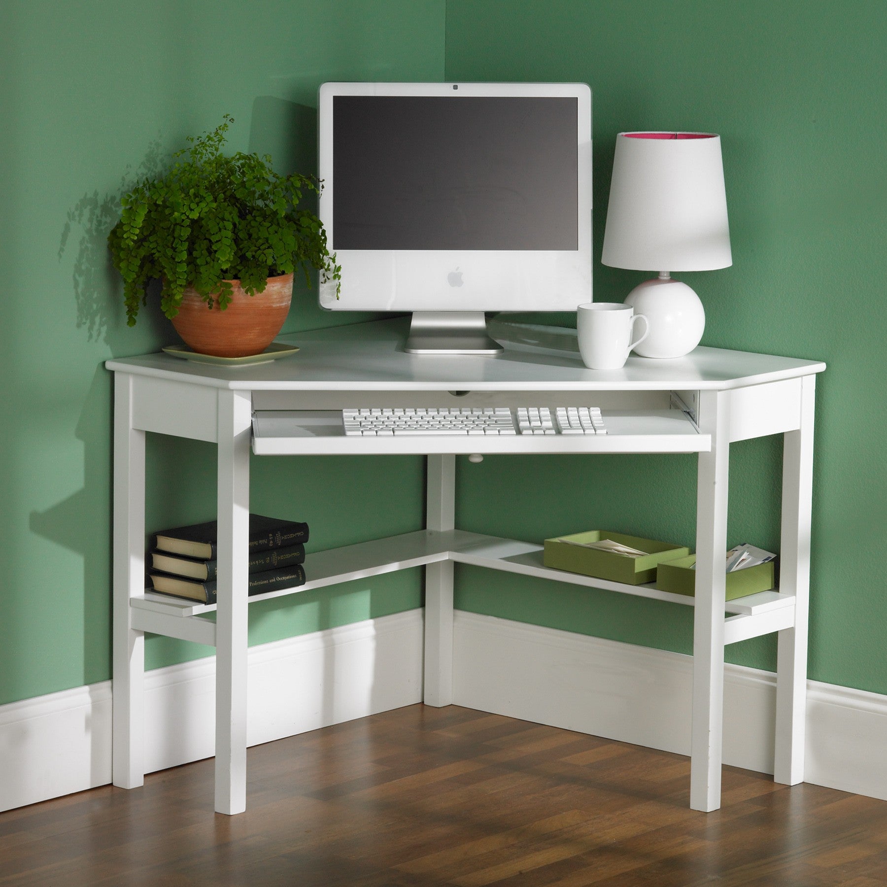 48" White Solid Wood Corner Writing Desk