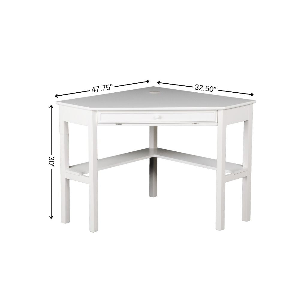 48" White Solid Wood Corner Writing Desk