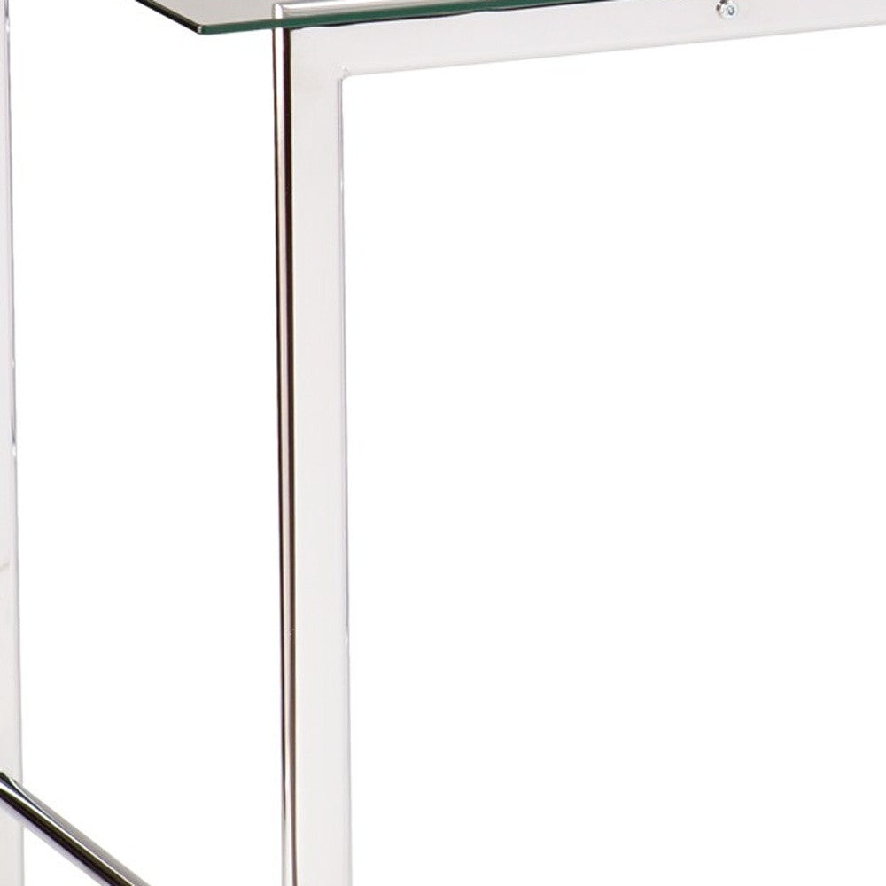 Clear and Chrome Glass Writing Desk