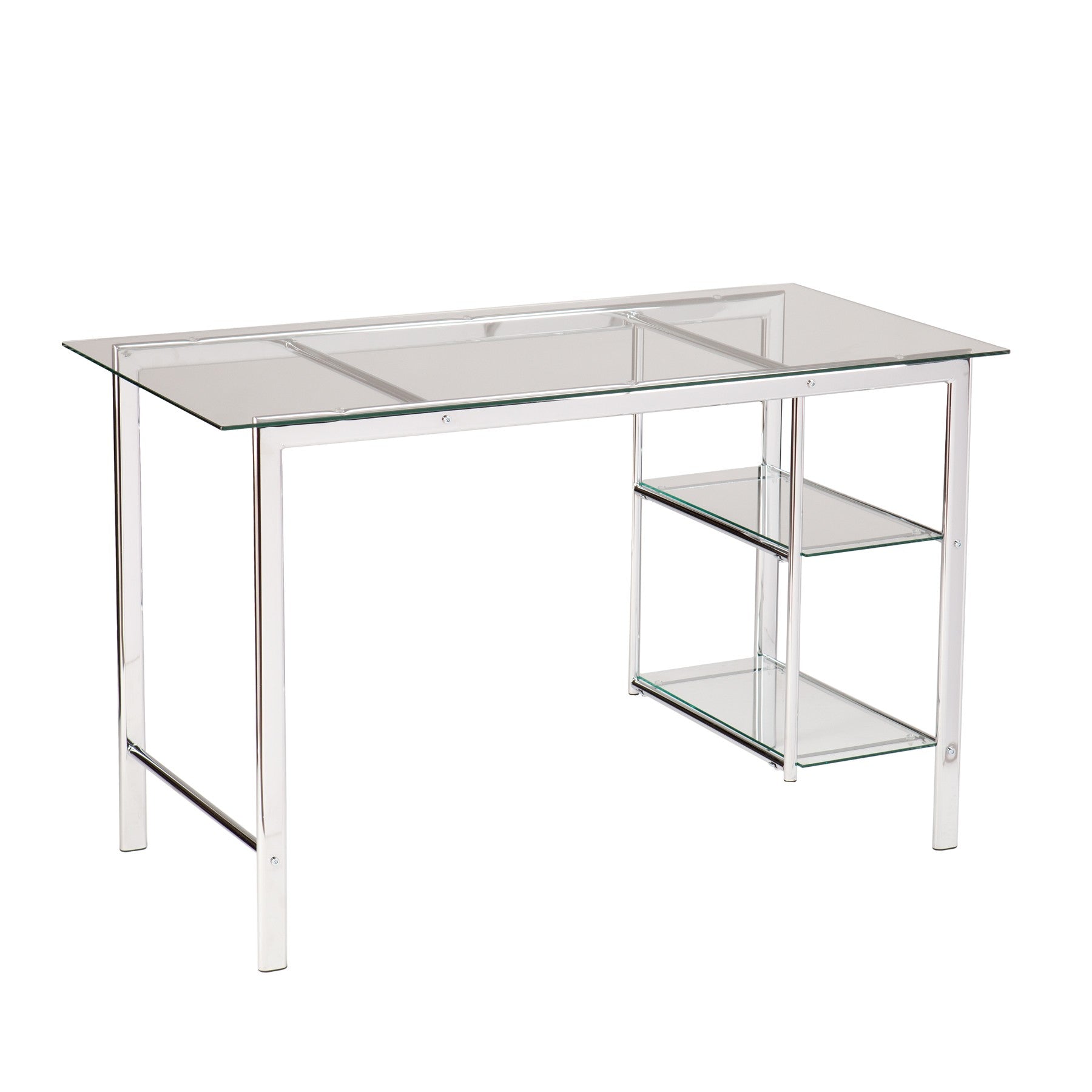Clear and Chrome Glass Writing Desk